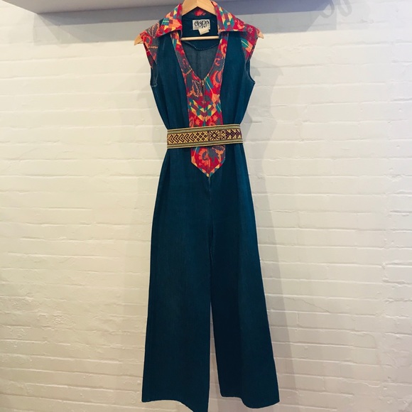 1970s Oops California denim jumpsuit bell bottom S - Picture 8 of 11